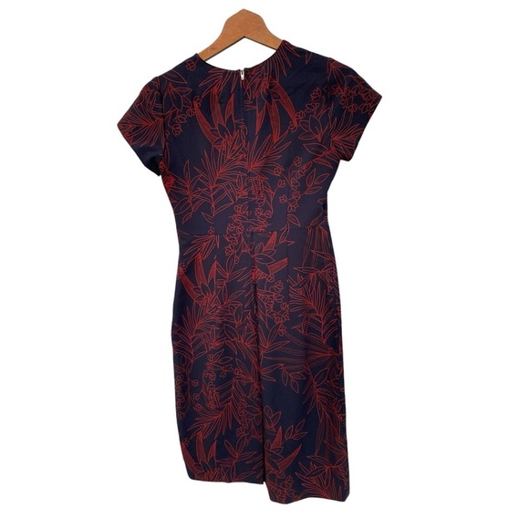 Aritzia BABATON Navy & Red Printed Prosper Cut Out Dress Size 2 - Picture 3 of 8